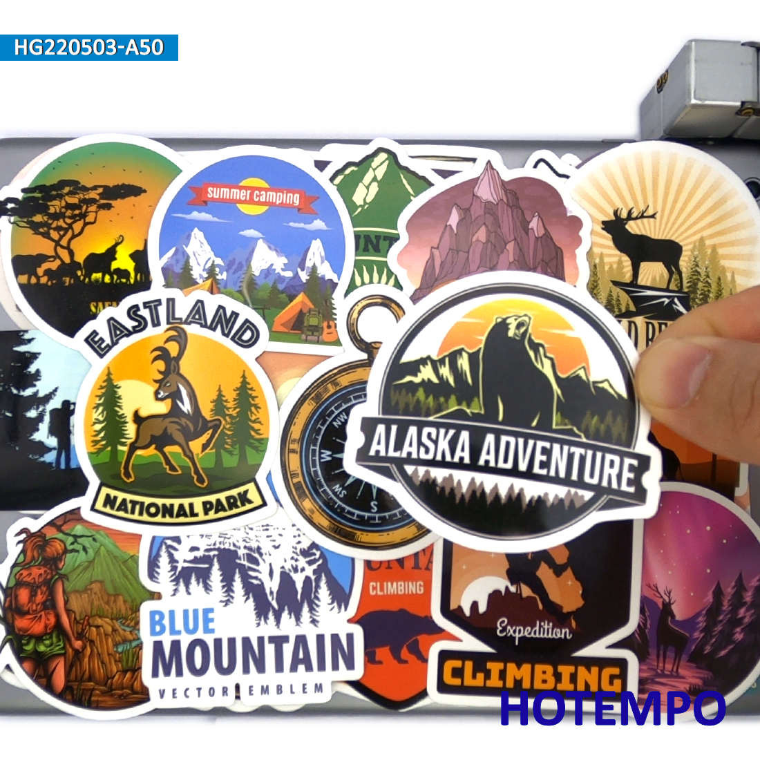 Outdoor Adventure World - Weltreise-Aufkleber-Set, Klettern, Camping, Wandern, Outdoor-Abenteuer, für